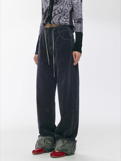 Vintage Washed Straight-Leg Denim Pants