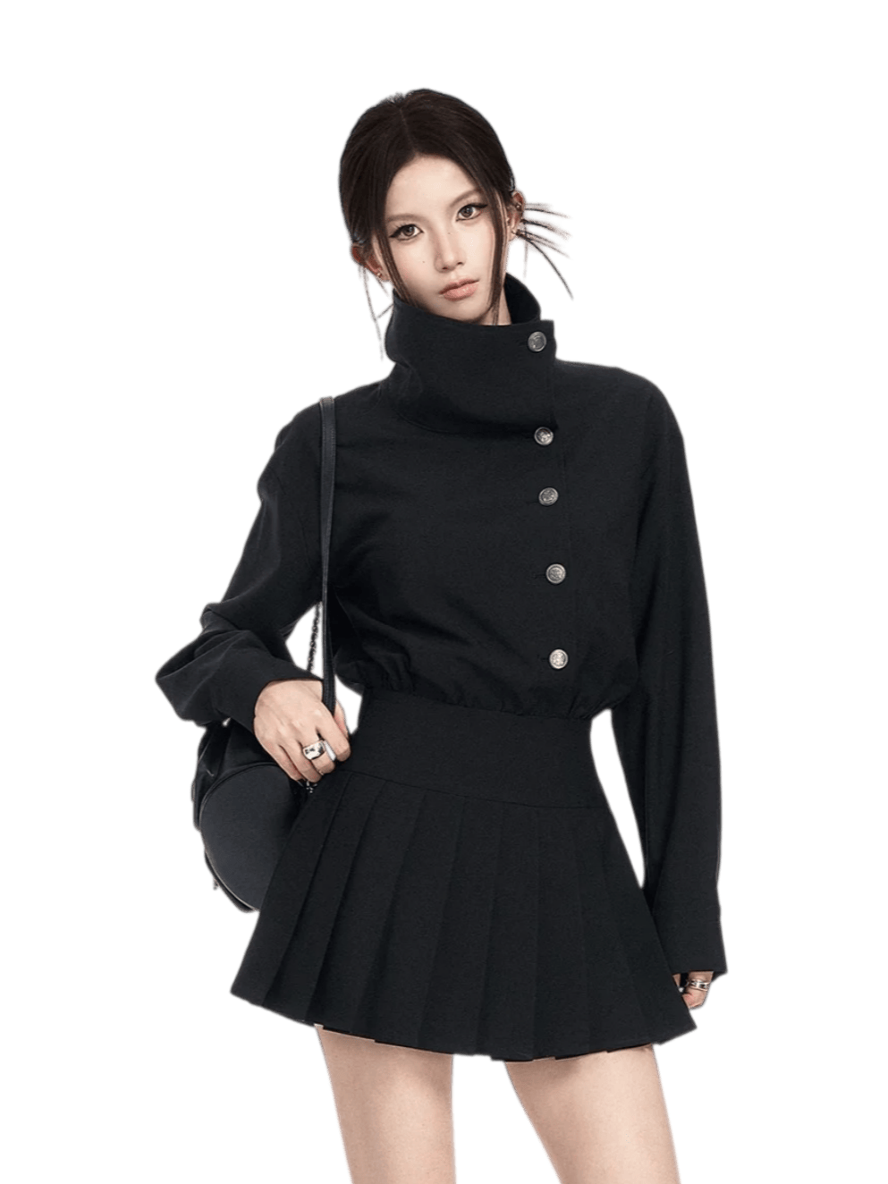Trench-Inspired Pleated Waist Dress