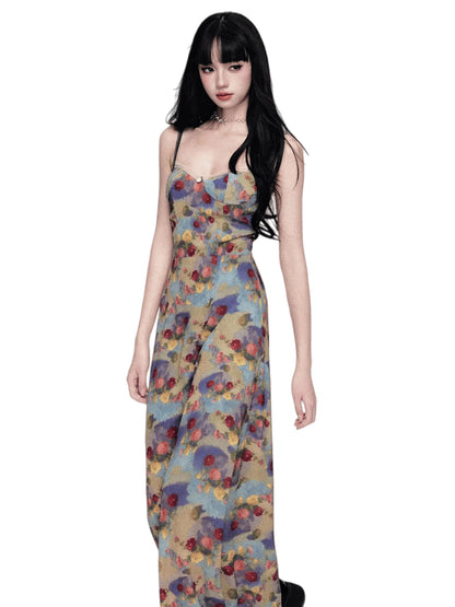French Vintage Floral Slip Dress