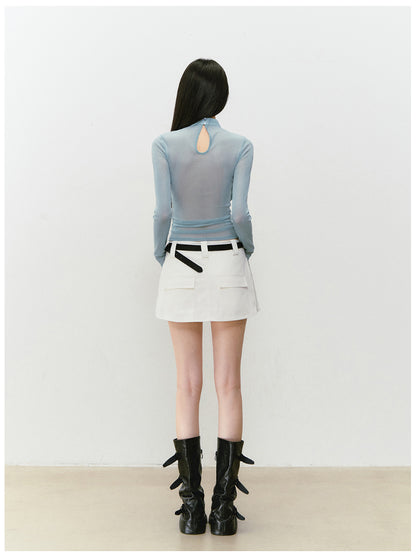 Chain Halter Draped Neck Fitted T-shirt - CHINASQUAD