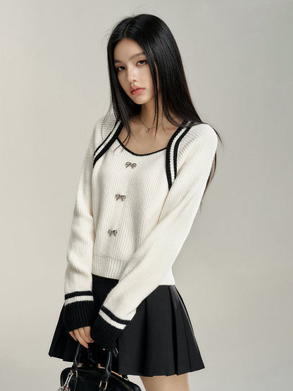 Fake Two-Piece U-Neck Knitted Sweater