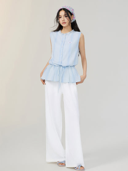 Lace-Up Waist Blouse