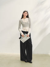 Two-piece Double-layer Ruffle Tie Straight Pants - CHINASQUAD