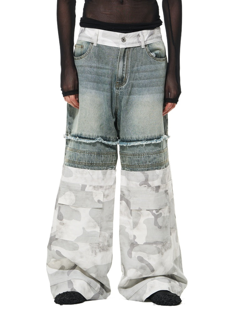 Double-Layered Camouflage Workwear Denim Pants