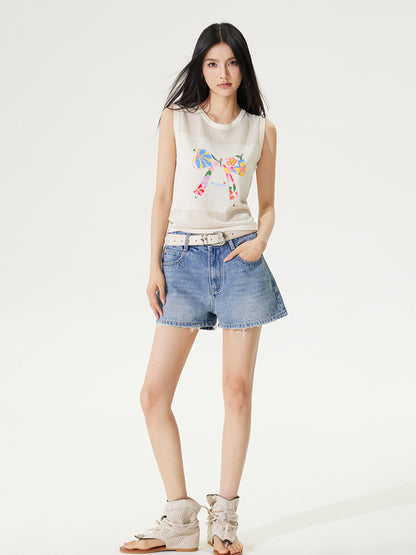 Bowknot Hollow Out Tencel Tank Top - CHINASQUAD