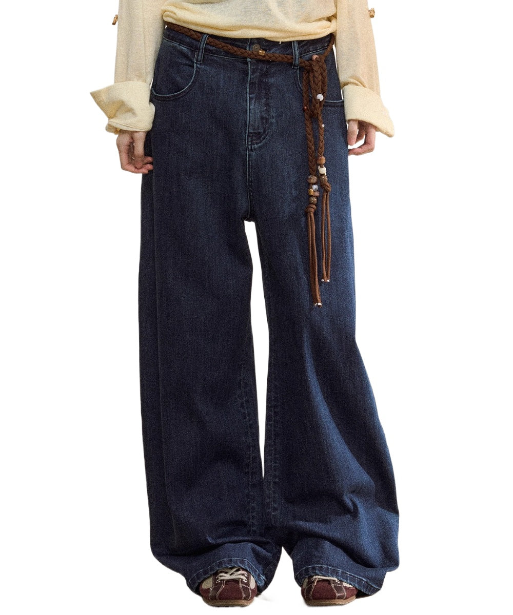 Classic Indigo High-Stretch Wide-Leg Jeans