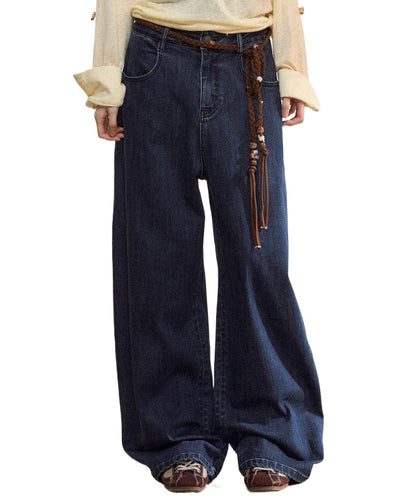 Classic Indigo High-Stretch Wide-Leg Jeans