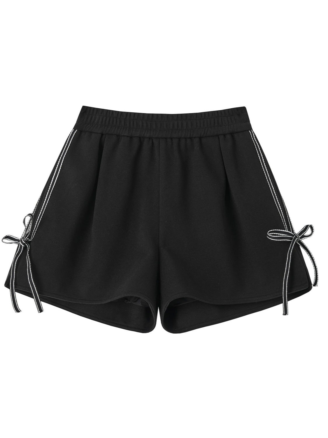 Contrast Bow Woolen Shorts