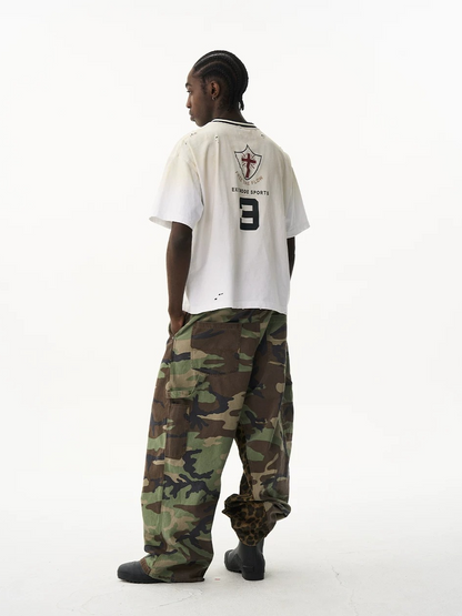 Washed Two-Tone Sport V-Neck Tee