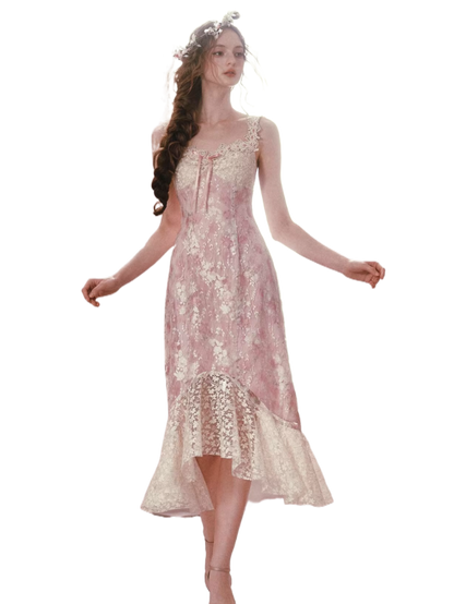 Floral Rococo Lace Mermaid Midi Dress
