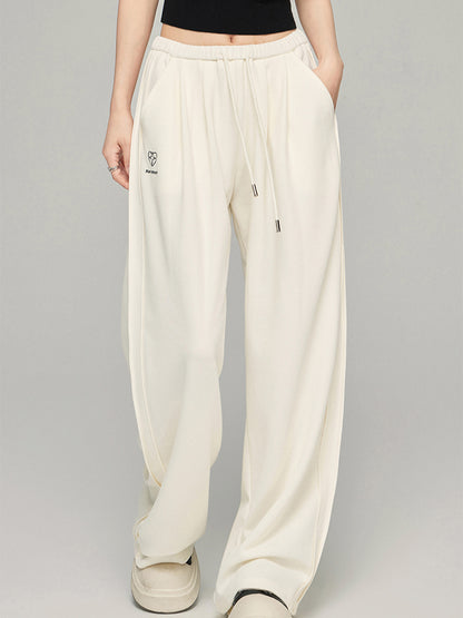 Black &amp; Off-white Knit Wide-Leg Pants