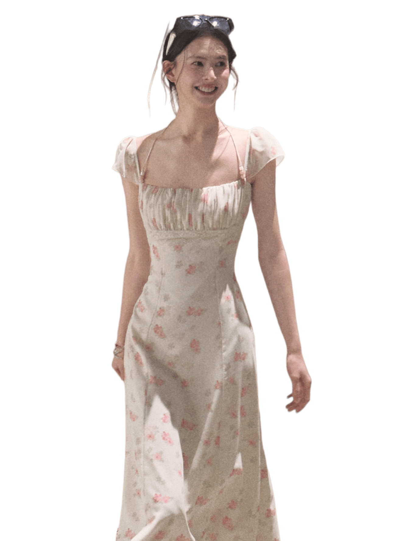 Moonlit Beaded Halter Waist-Cinched Dress