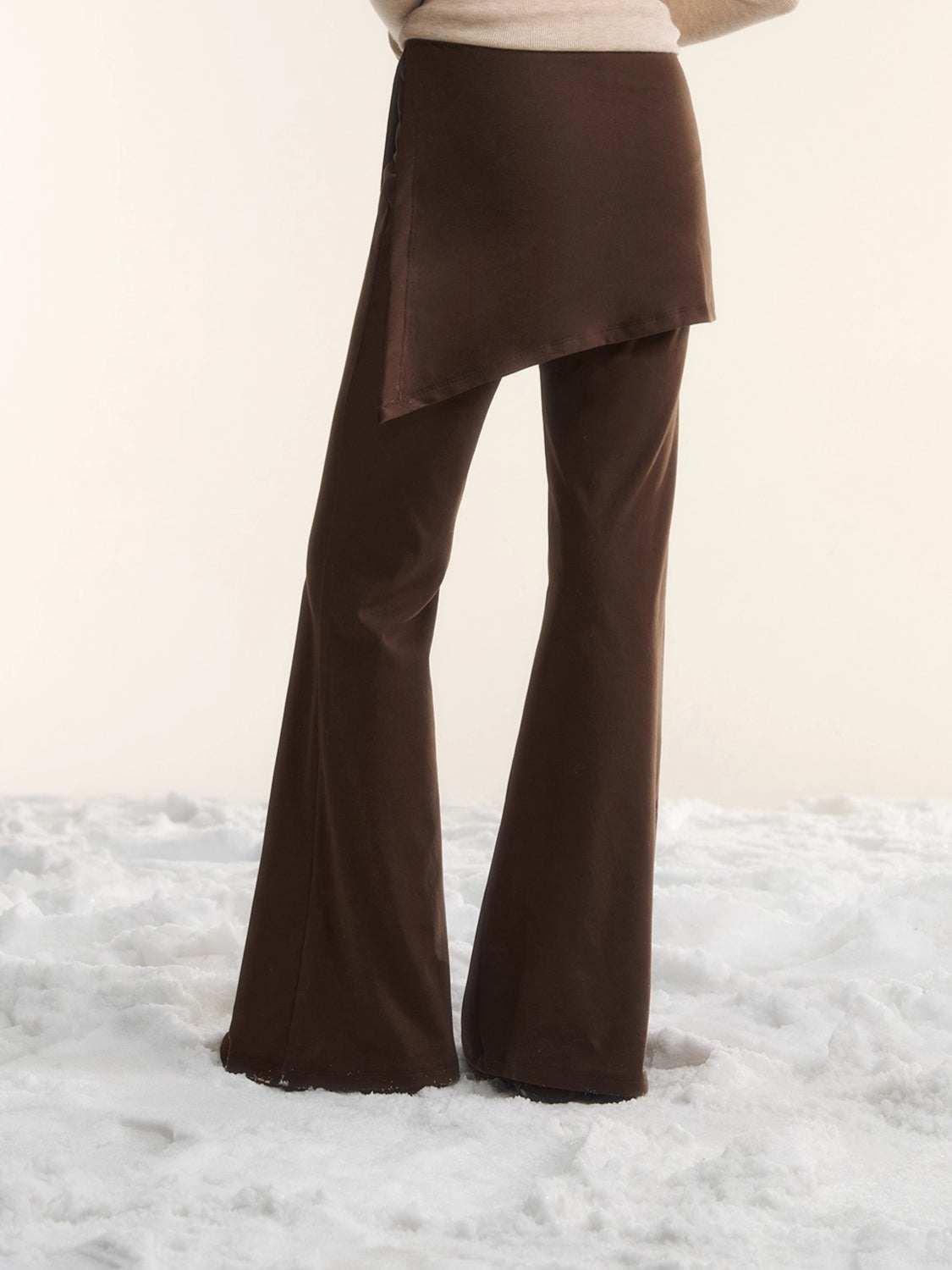 Asgony Asymmetric Layered Flare Knit Pants