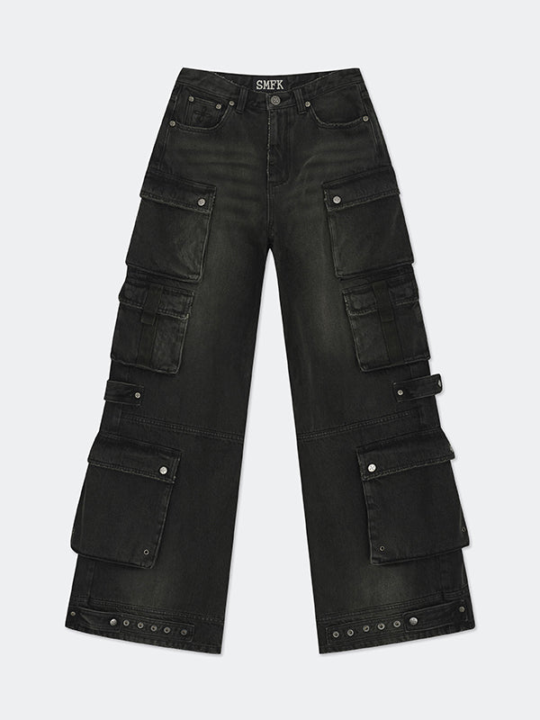 Wild Mustang Multi-pocket Denim Pants