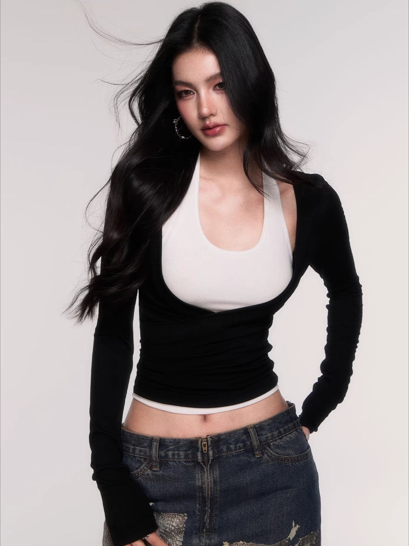 Layered Long-Sleeve Slim-Fit T-Shirt Set
