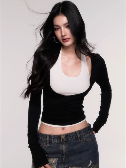 Layered Long-Sleeve Slim-Fit T-Shirt Set