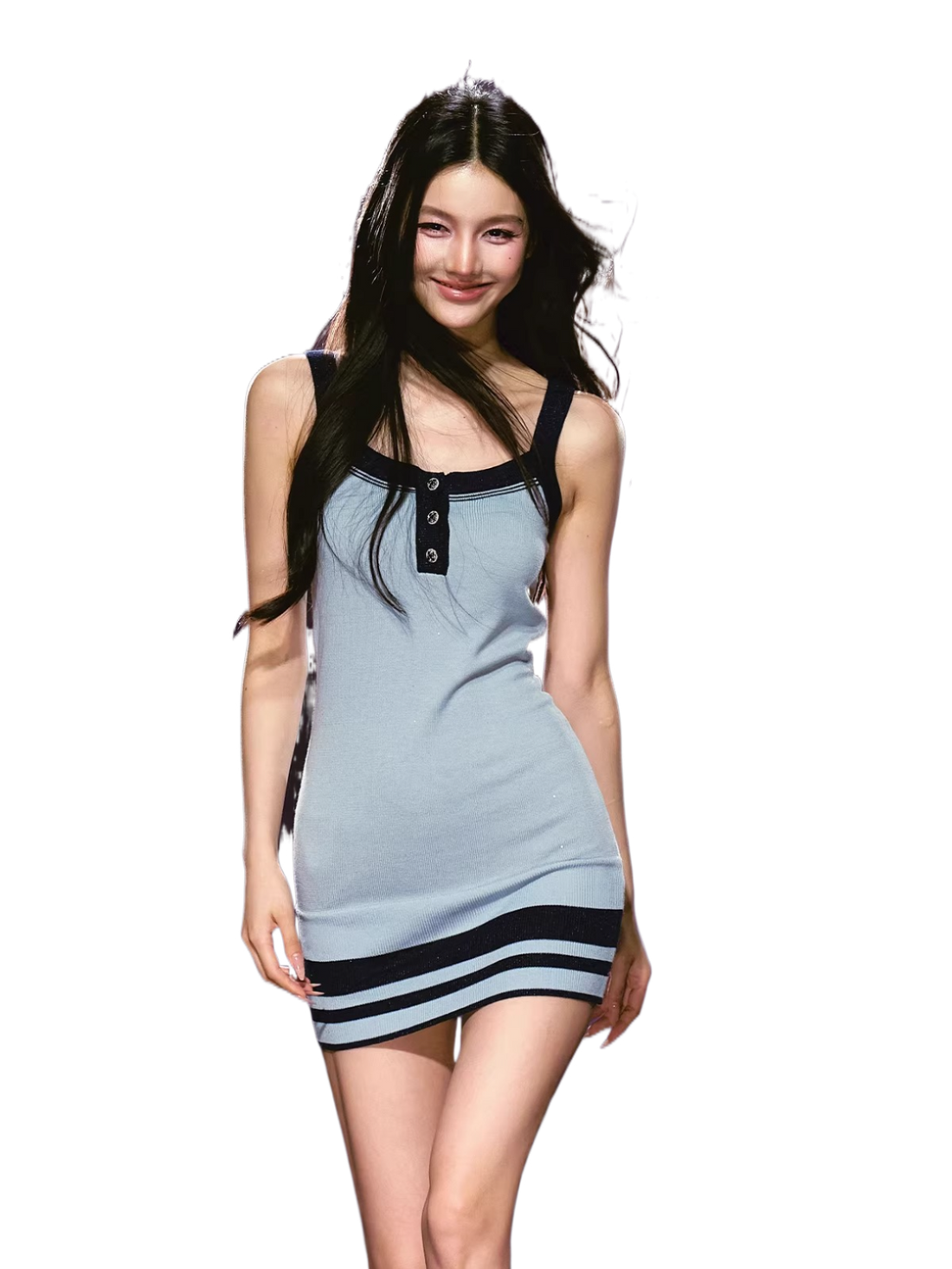 Large V-stripe Knit Dress