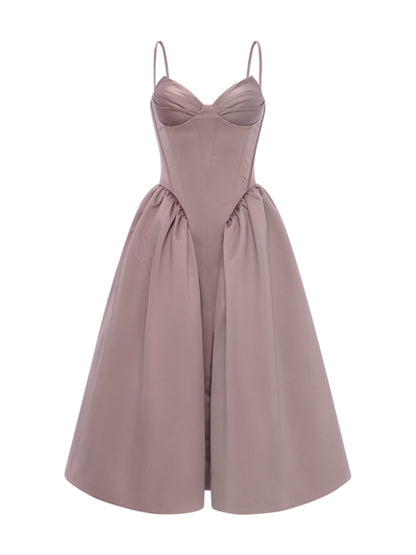 Satin Bow Detail Midi Dress