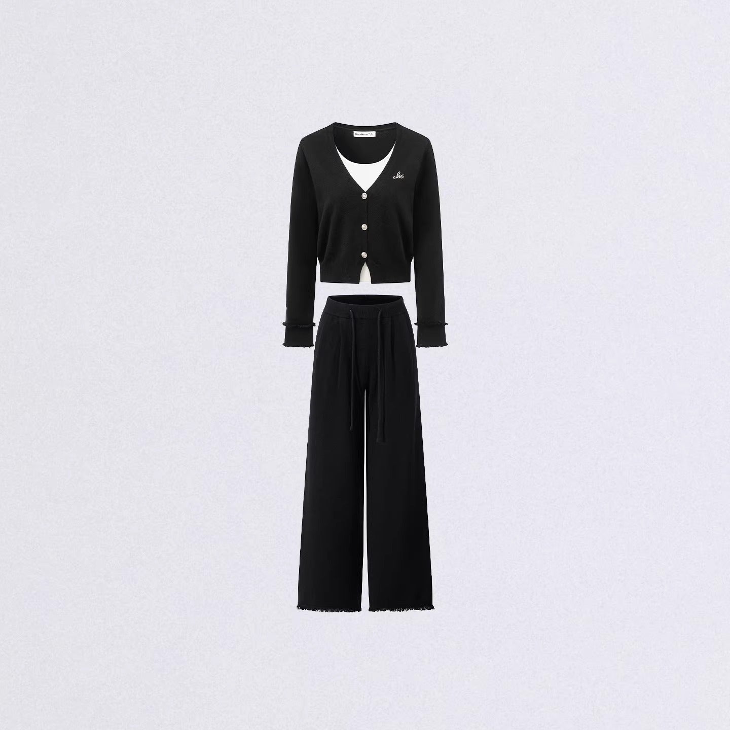 Mock-Layer Crop &amp; Wide-Leg Knit Set