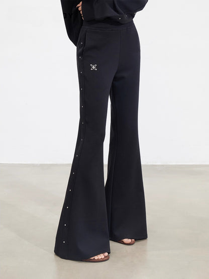 Studded Letter Off-Shoulder Sweatshirt