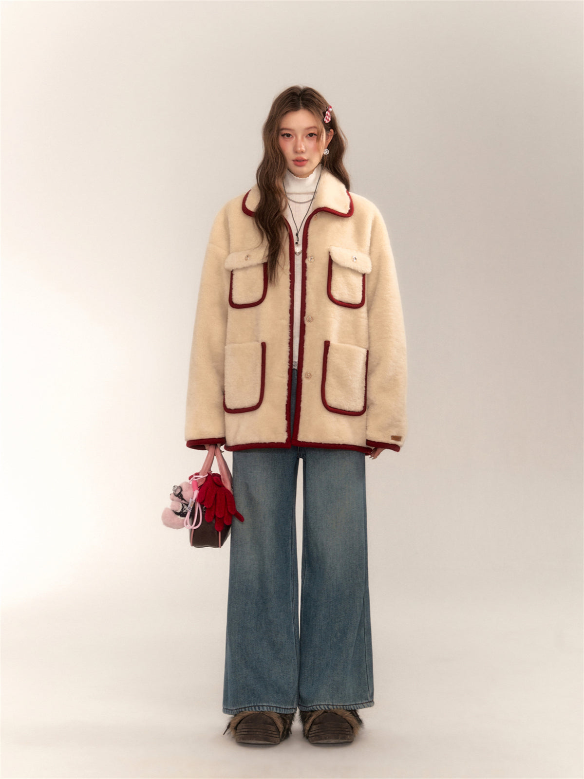 Vintage Sweet Shearling Wool Coat