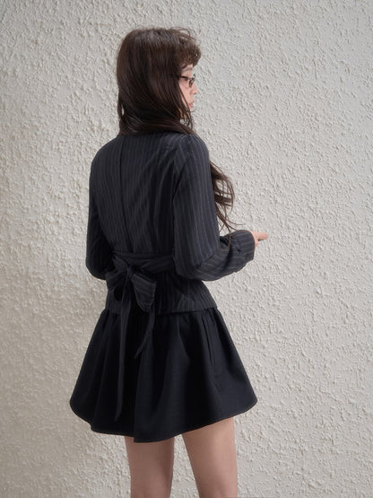 Off-Center Button Detachable Bow Shirt