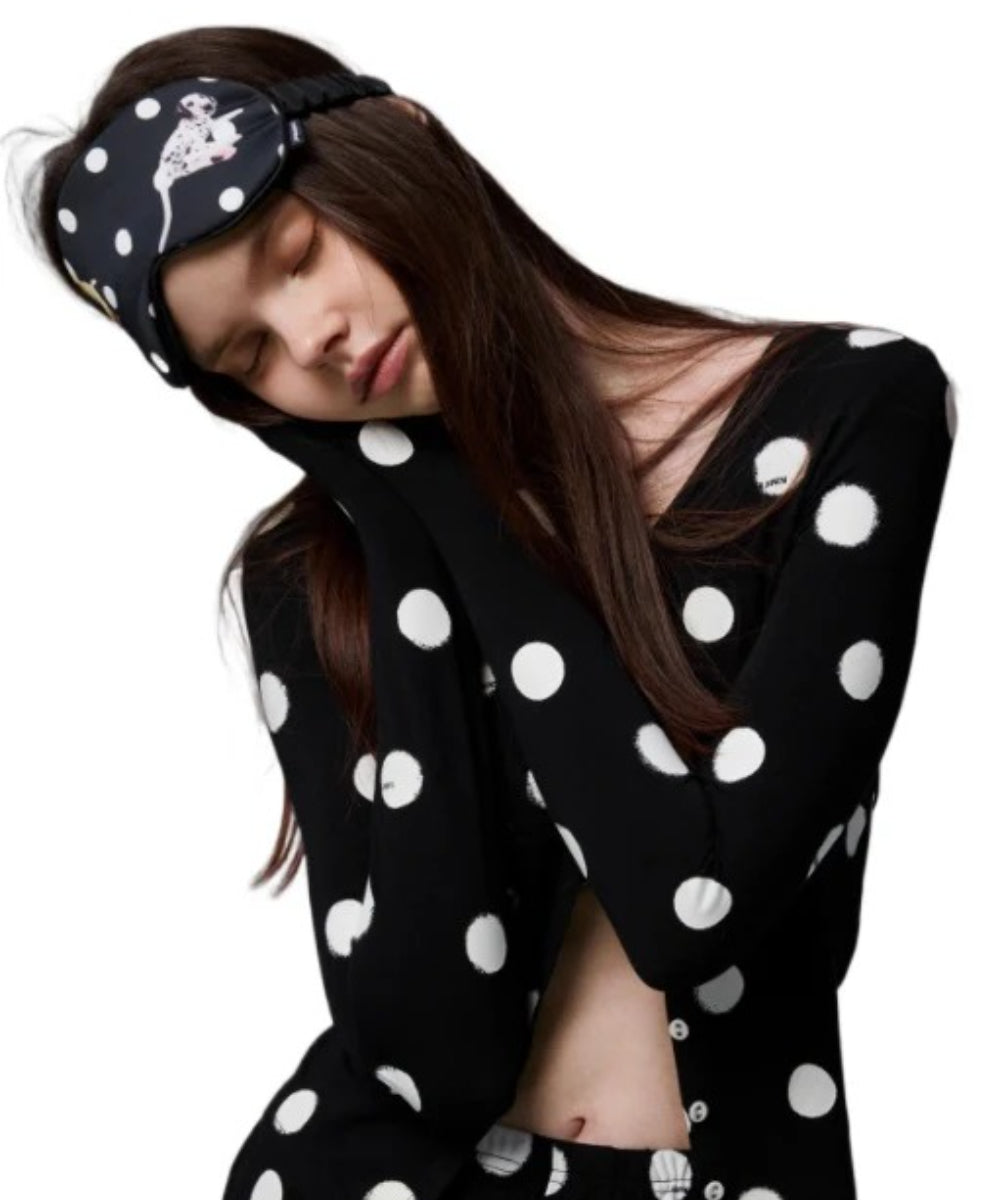 Polka Dot Contrast Knit Cardigan &amp; Lounge Pants Set