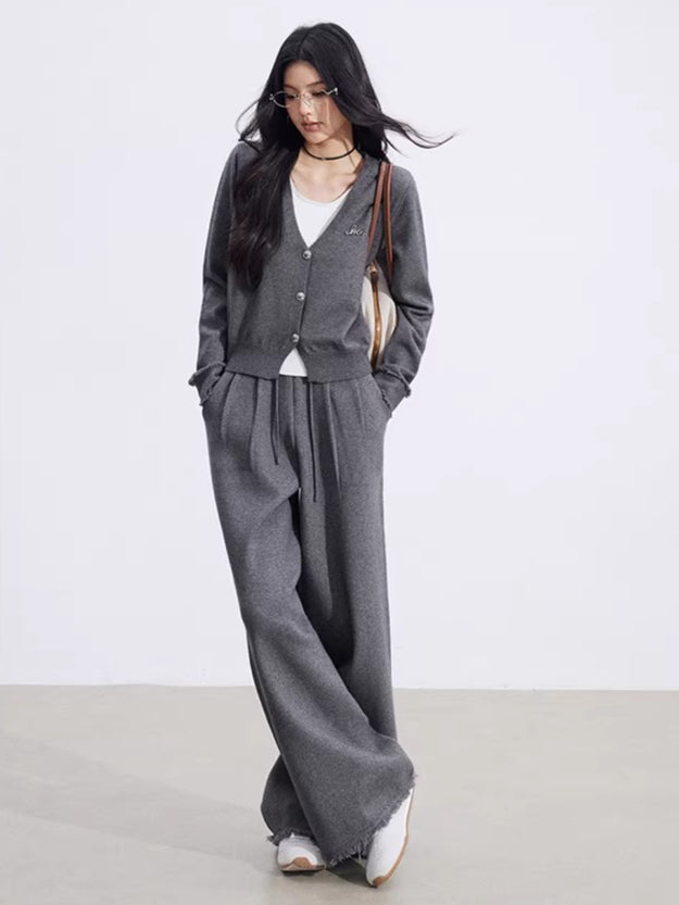 Mock-Layer Crop &amp; Wide-Leg Knit Set