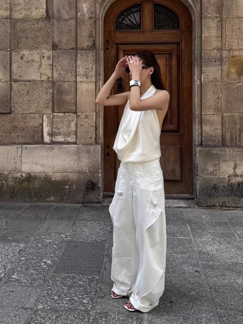 Washed Ripped Balloon-Fit Denim Jeans