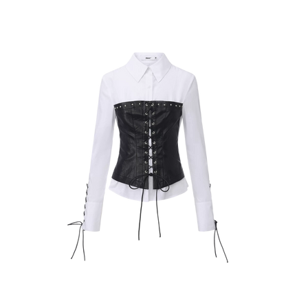 Layered Drawstring Punk Shirt
