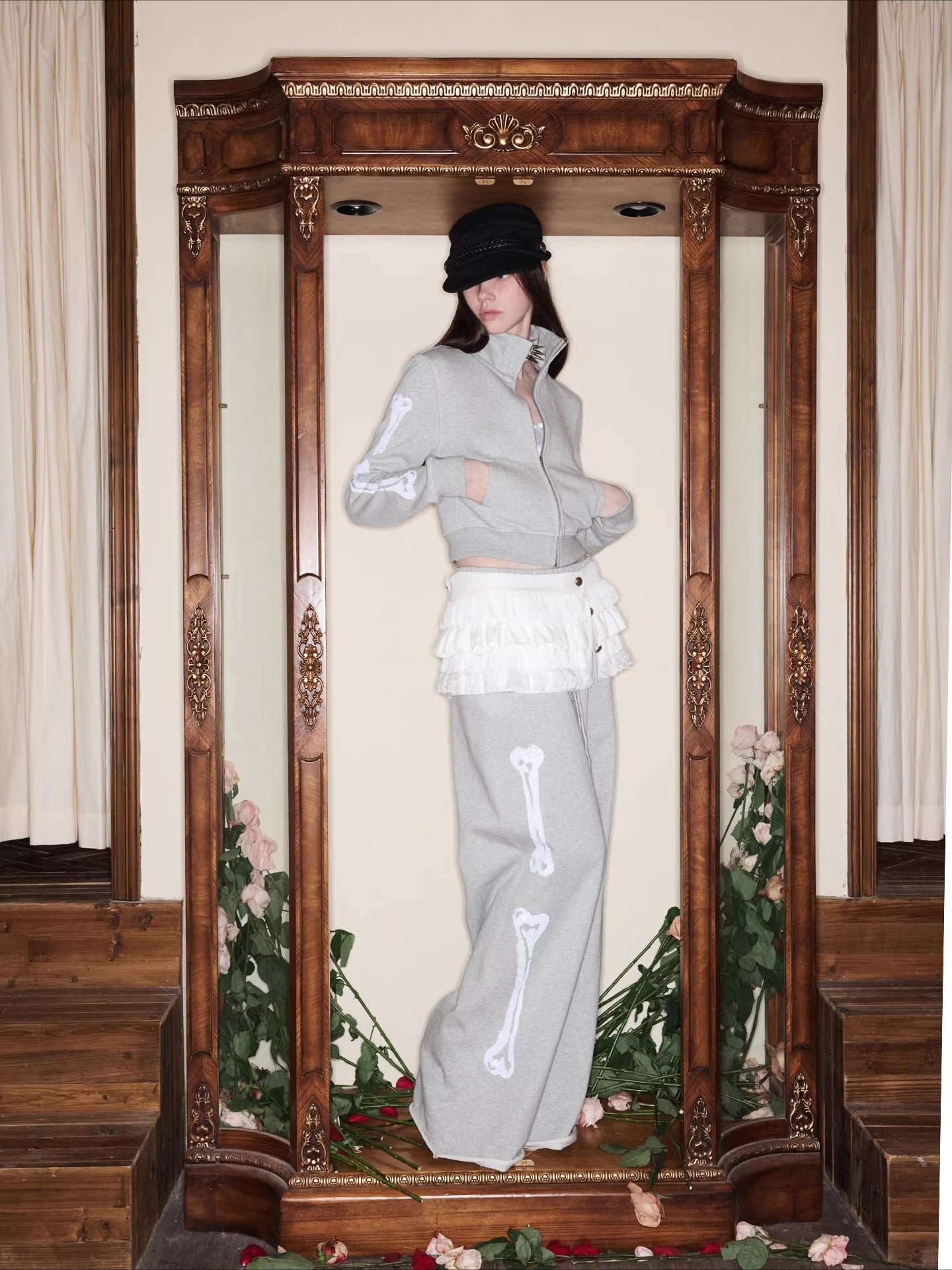 Stand-Collar Cropped Sweatshirt &amp; Jogger Set