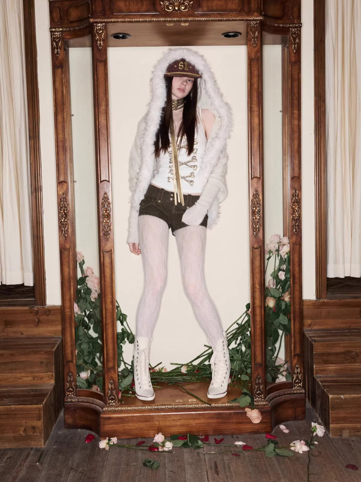 Crystal Bone U-Neck Cropped Camisole