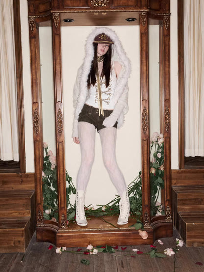 Crystal Bone U-Neck Cropped Camisole