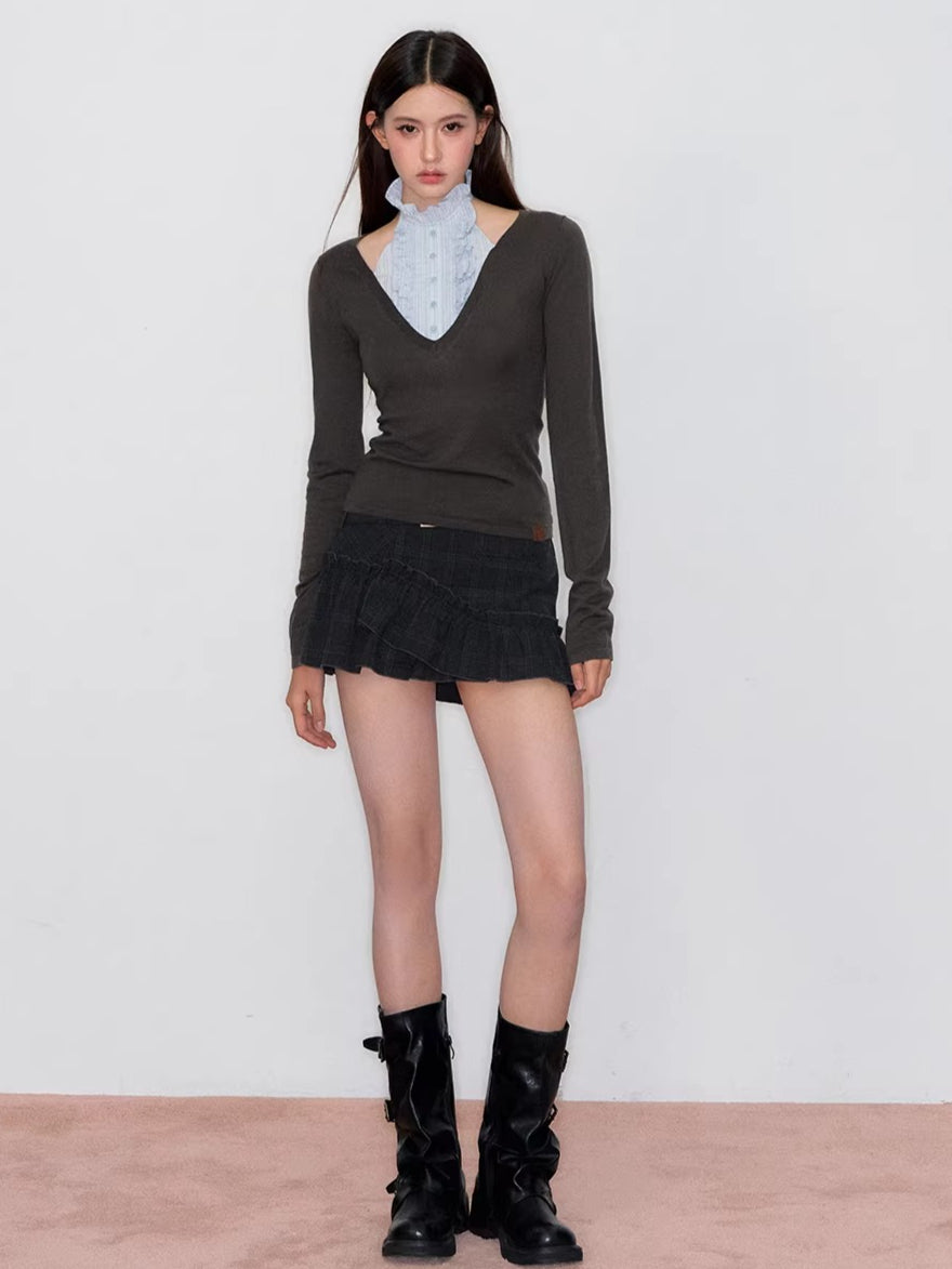 Patchwork Layered-Effect Knit Top