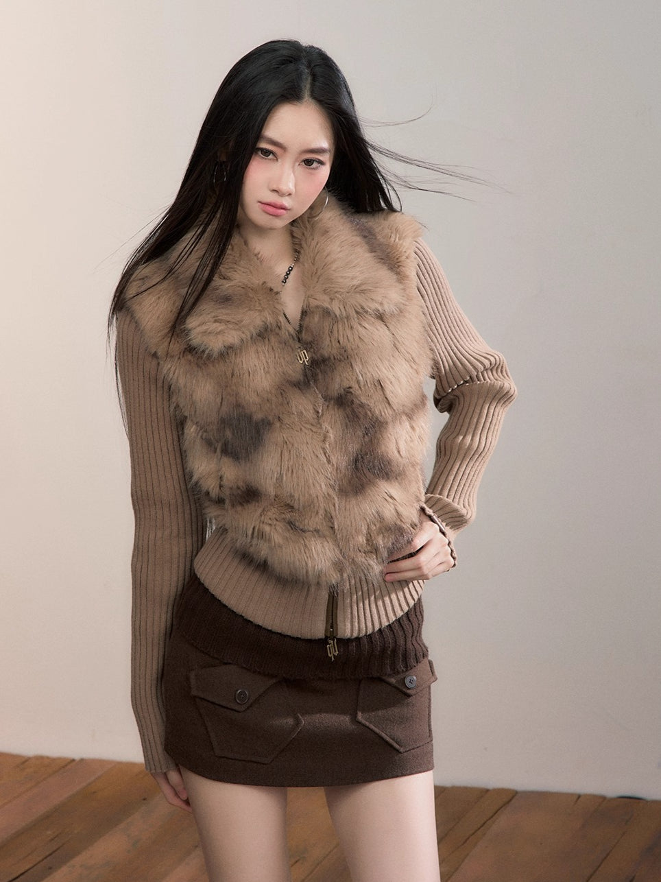 Knitted Waist Wool Blend Mini Skirt