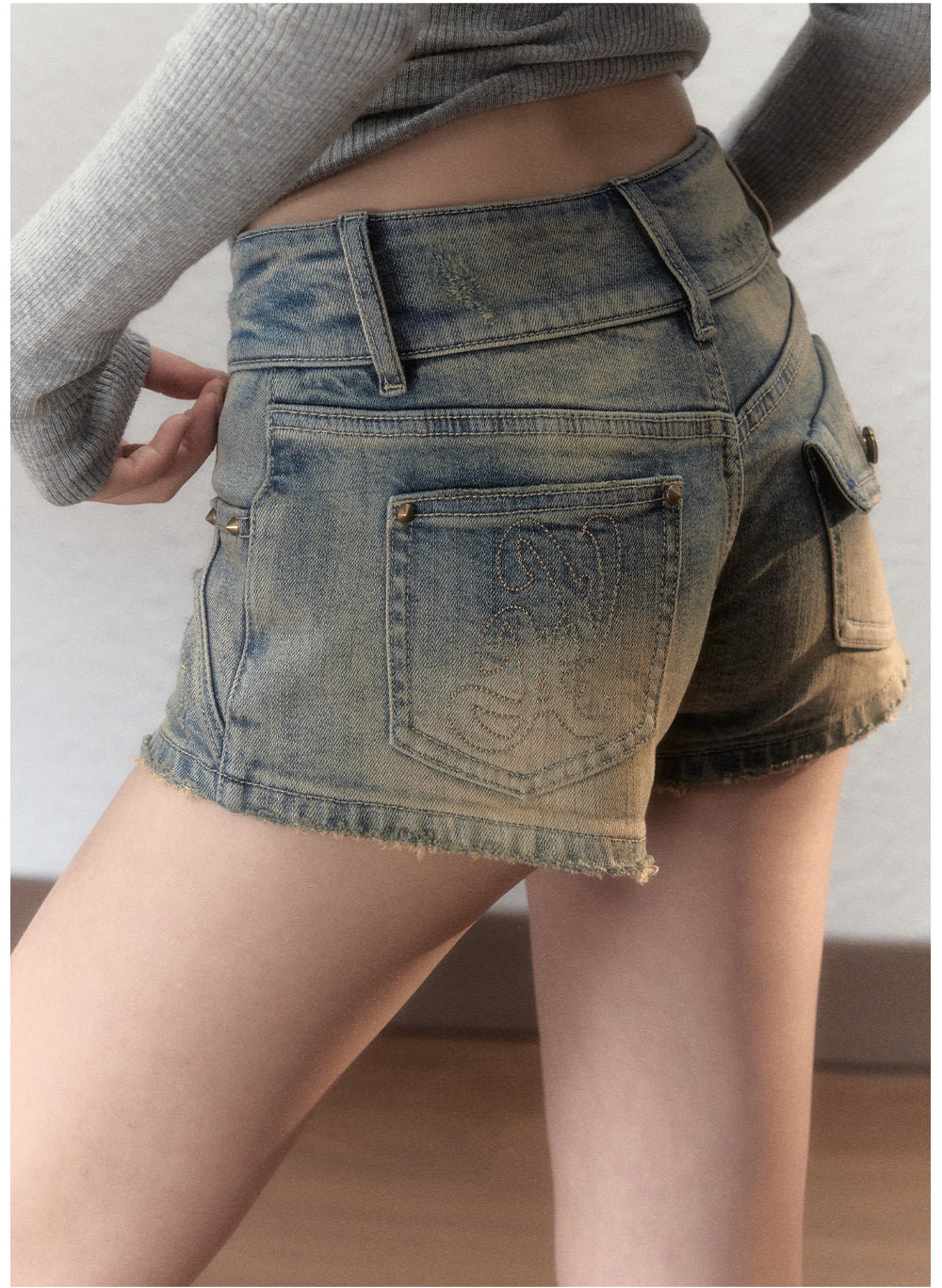 Washed Vintage Denim Shorts - CHINASQUAD