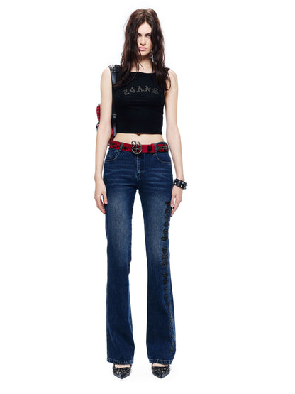 Enzyme-Washed Straight Denim Pants