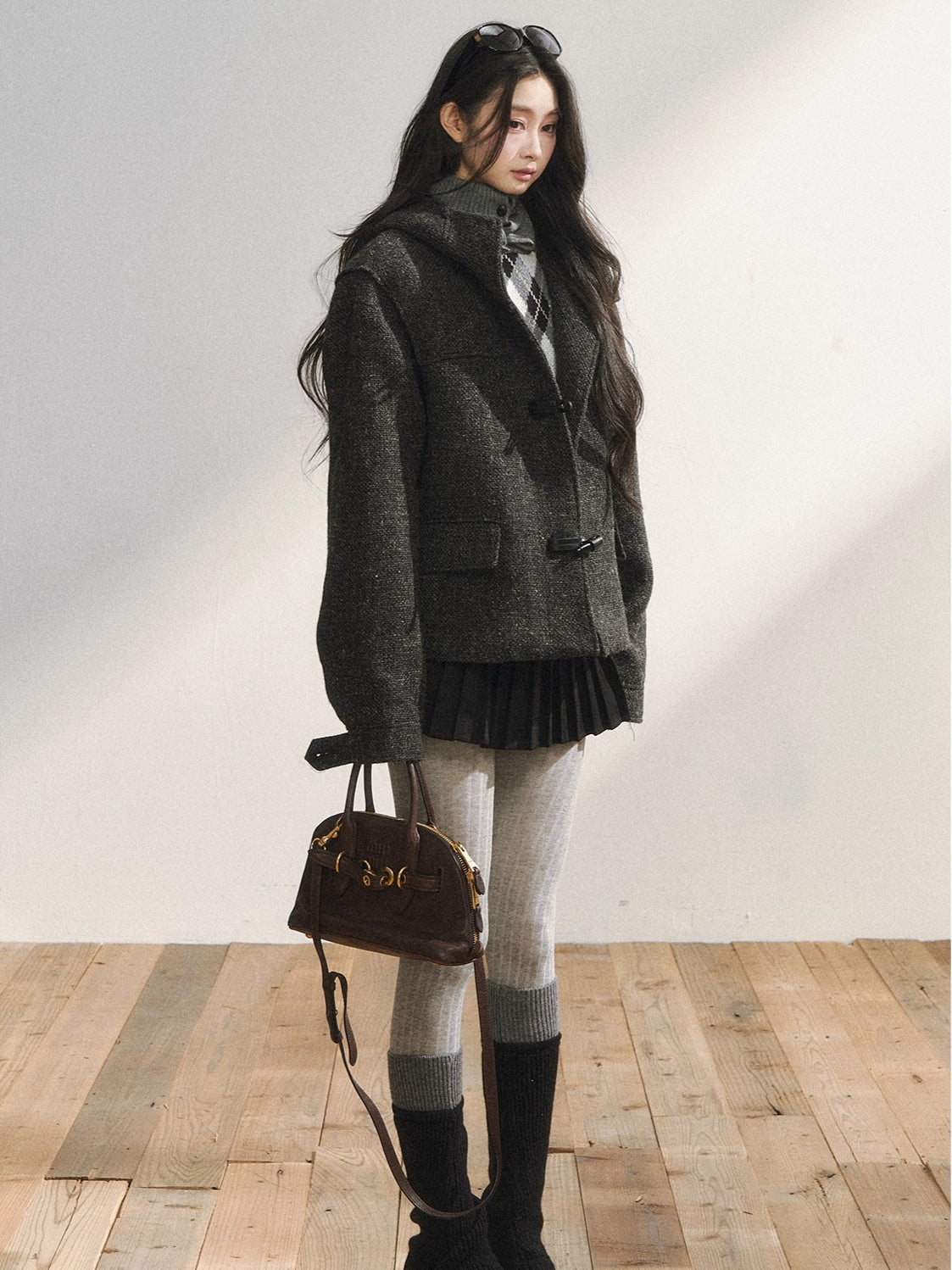 Two-Tone Wool Duffle Jacket