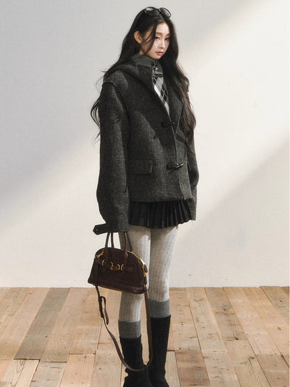 Two-Tone Wool Duffle Jacket