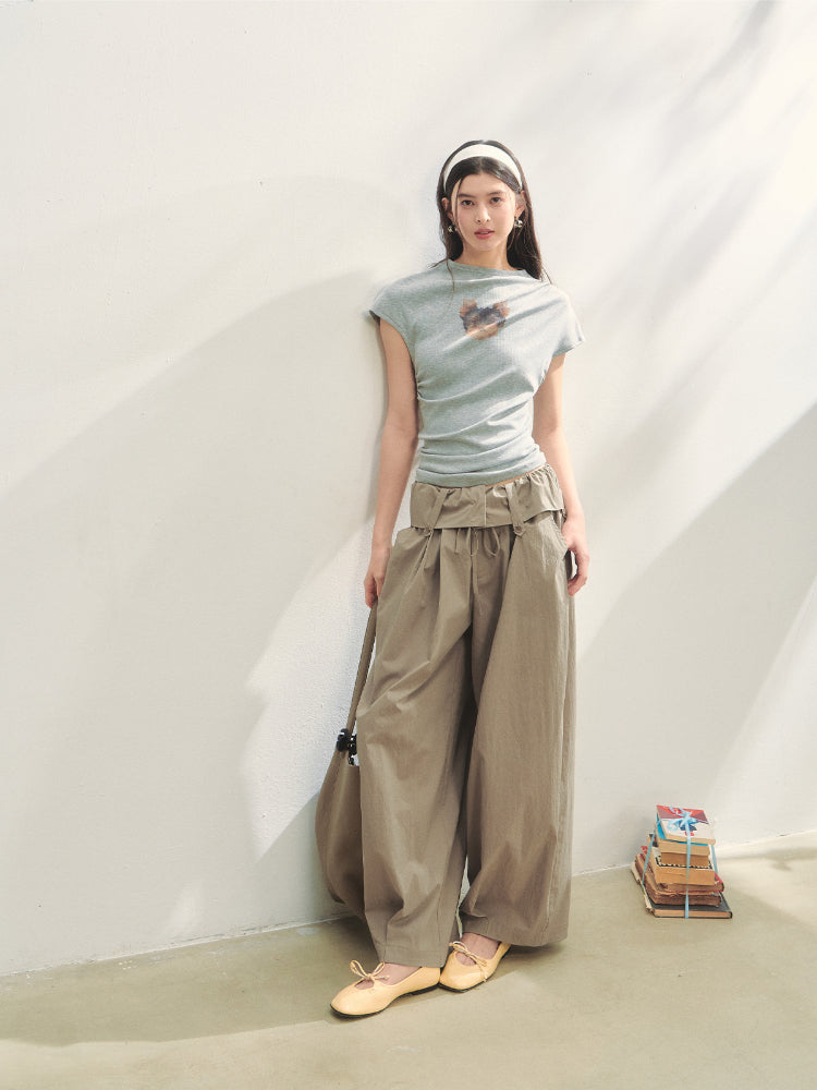 Ruffled Waist Casual Pants - CHINASQUAD