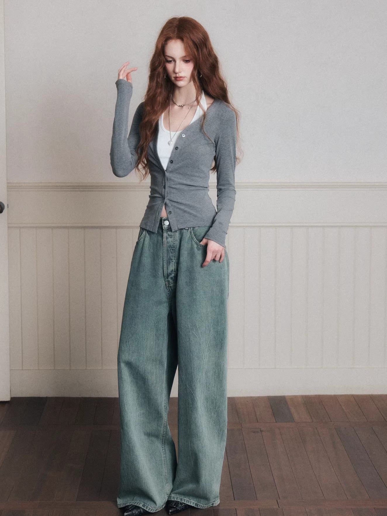 Layered Halter Camisole &amp; Knit Cardigan Set