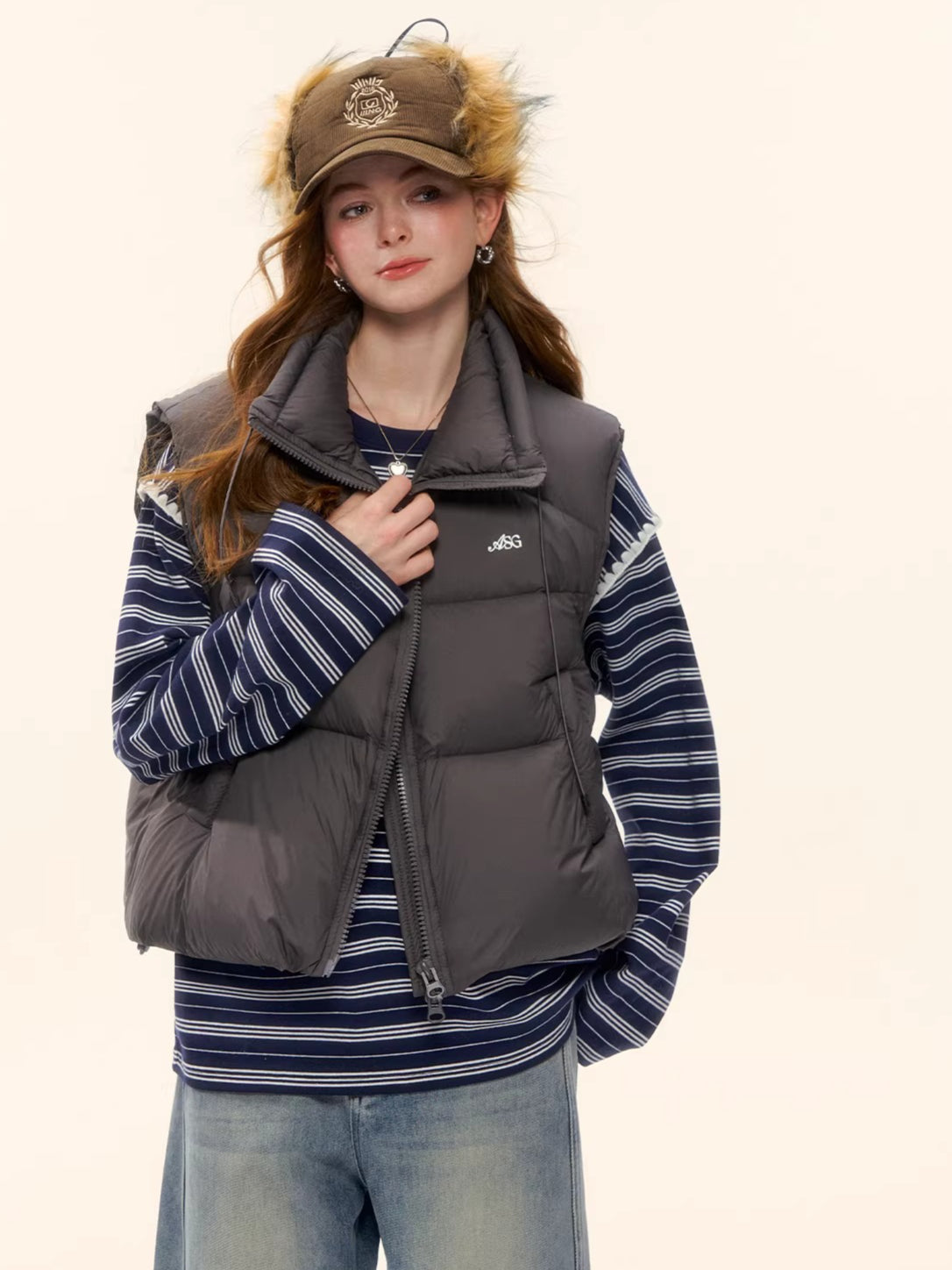 White Duck Down Puffer Stand-Collar Vest