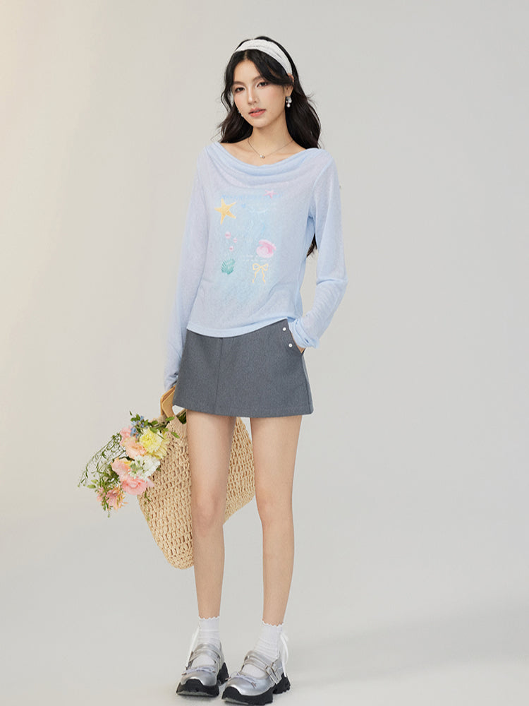 Pile Collar Lace Fake Two-piece Sunscreen T-shirt
