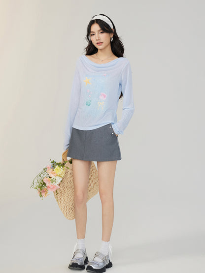 Pile Collar Lace Fake Two-piece Sunscreen T-shirt