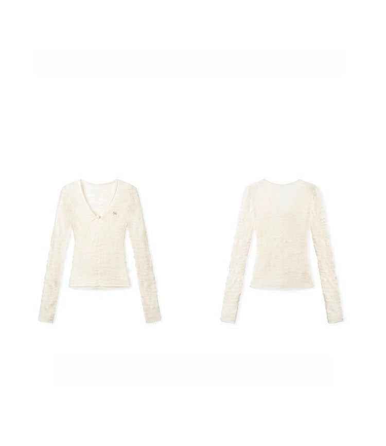 Florence 100% Wool Semi-Sheer Fitted V-Neck