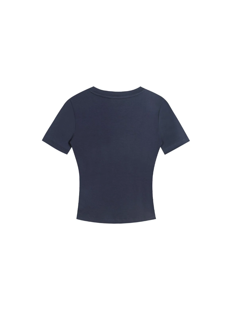 Letters Print Baby Tee In Navy blue