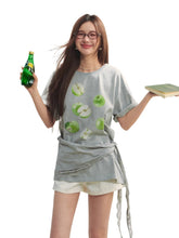 Fruit Print Lace-Trimmed Tie-Up T-shirt - CHINASQUAD