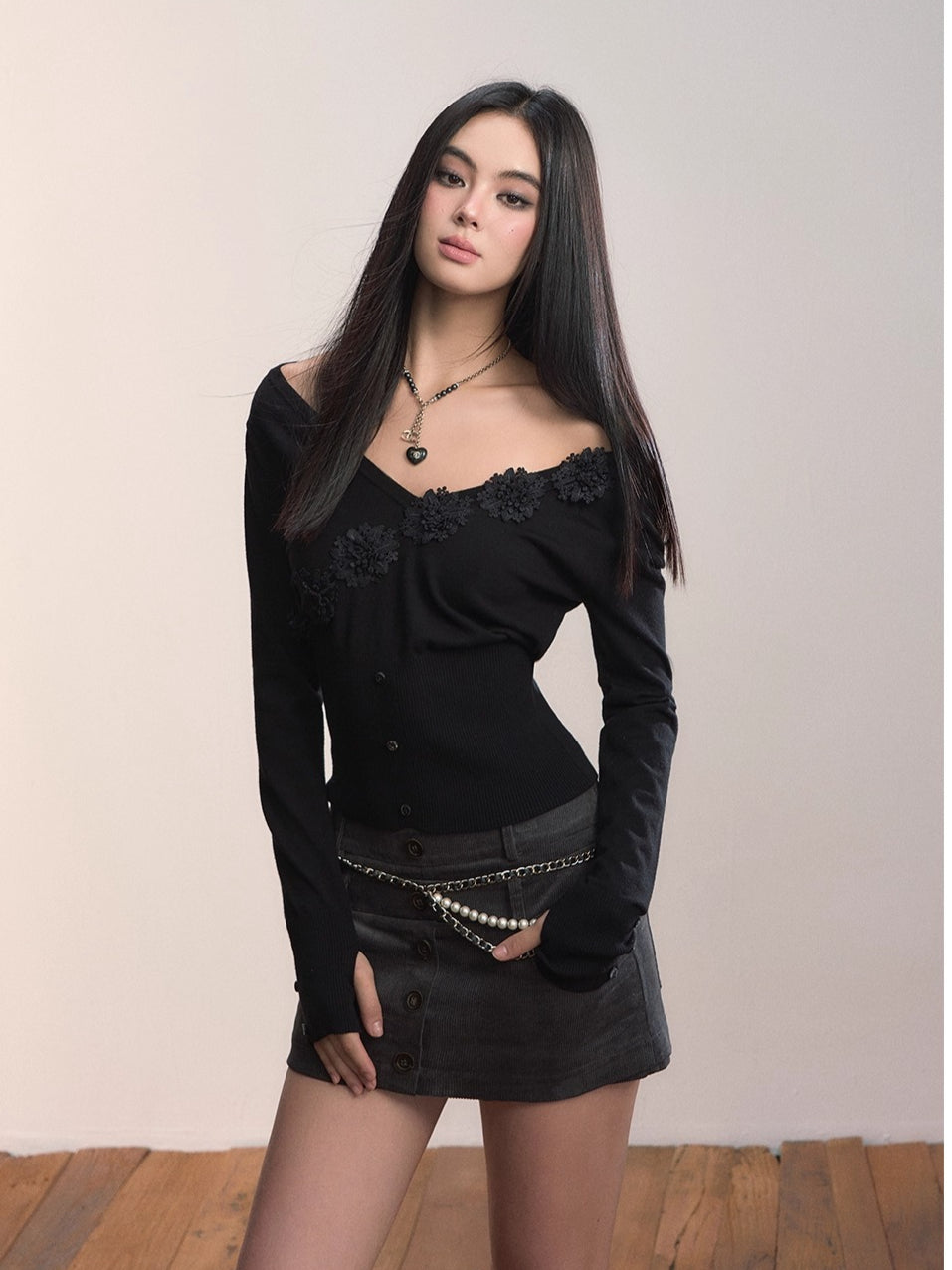 Corduroy Multi-Waistband Mini Skirt