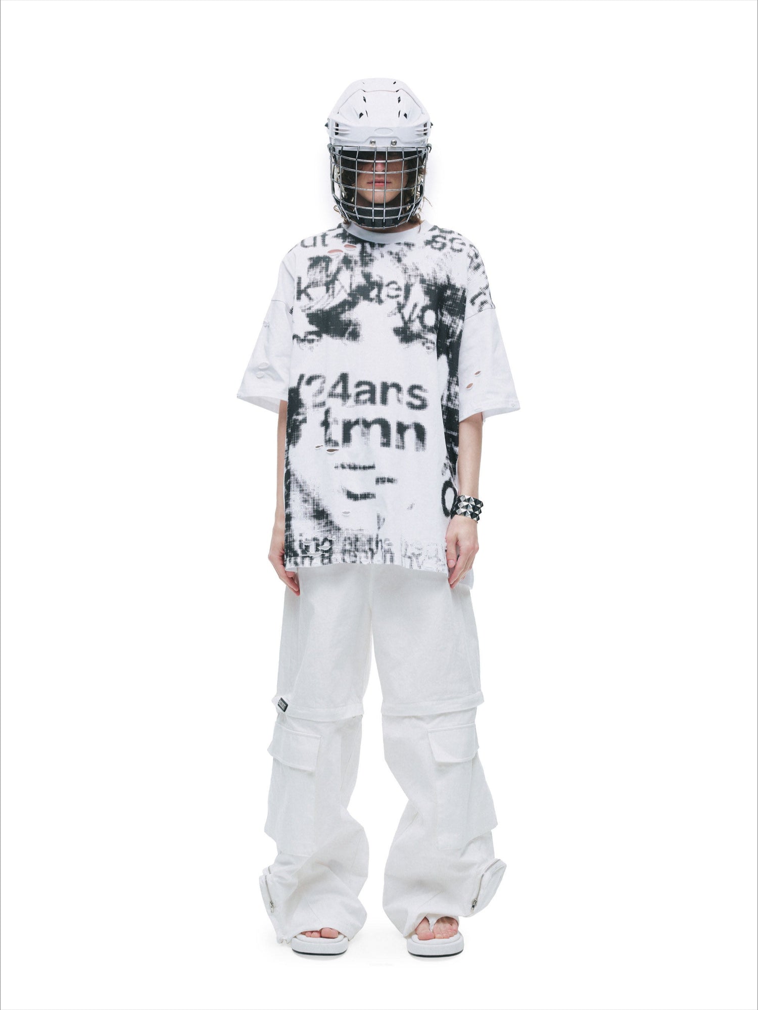 Distressed Laser-Burn Graphic Oversized T-Shirt