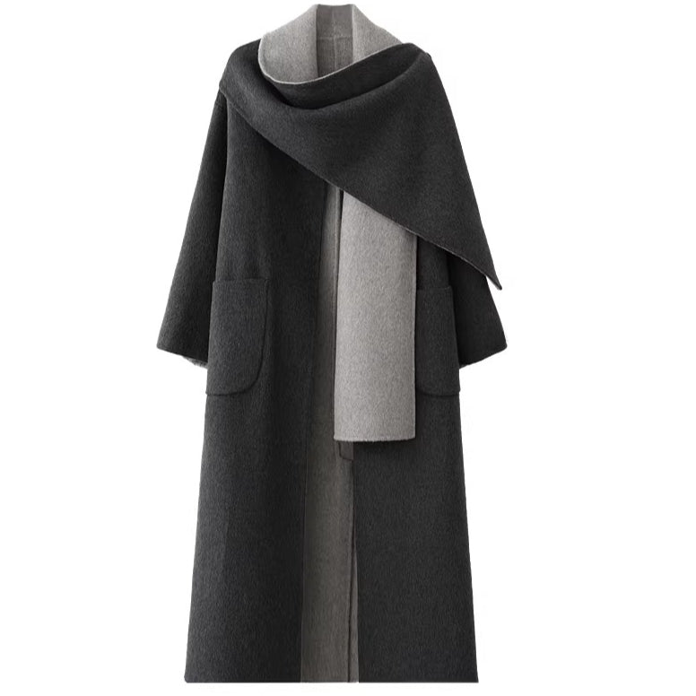 Two-Tone Double-Faced Wool Long Coat